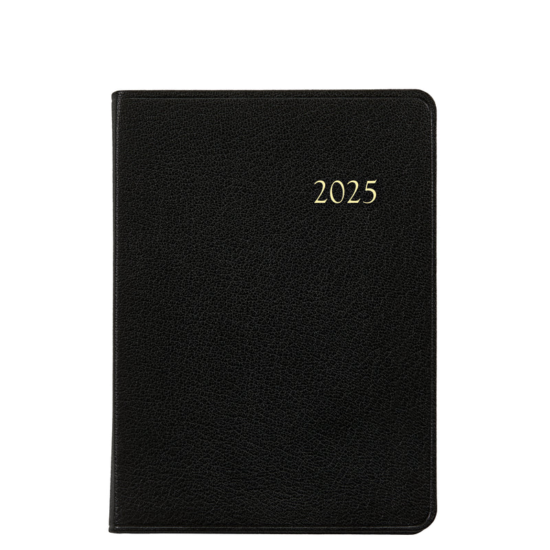 2025 Weekly Diary Black Goatskin Leather