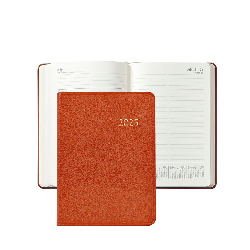 2025 Weekly Diary Orange Goatskin Leather