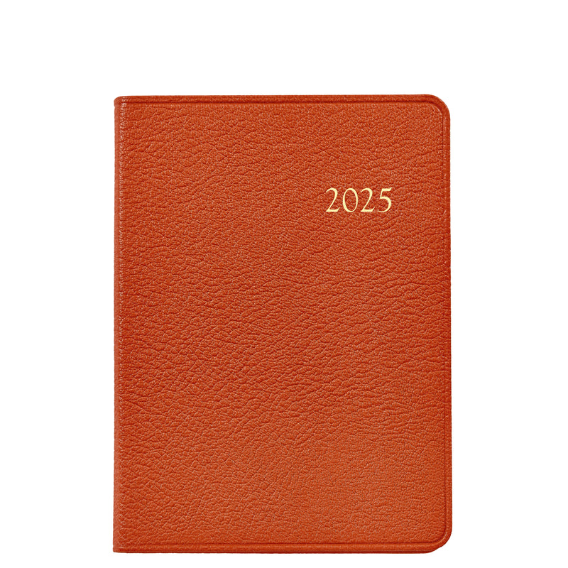 2025 Weekly Diary Orange Goatskin Leather