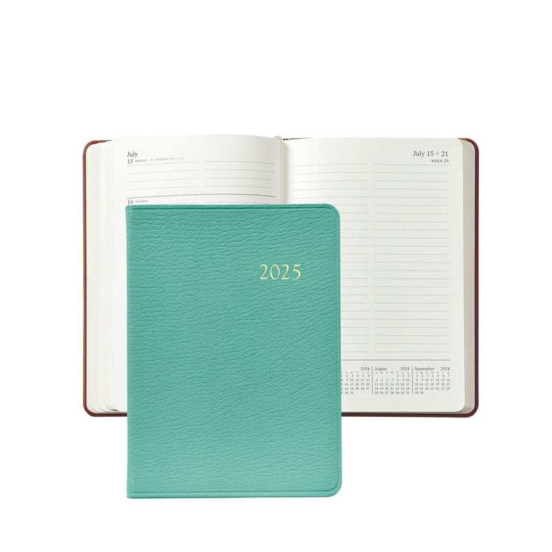 2025 Weekly Diary Robin Egg Blue Goatskin Leather