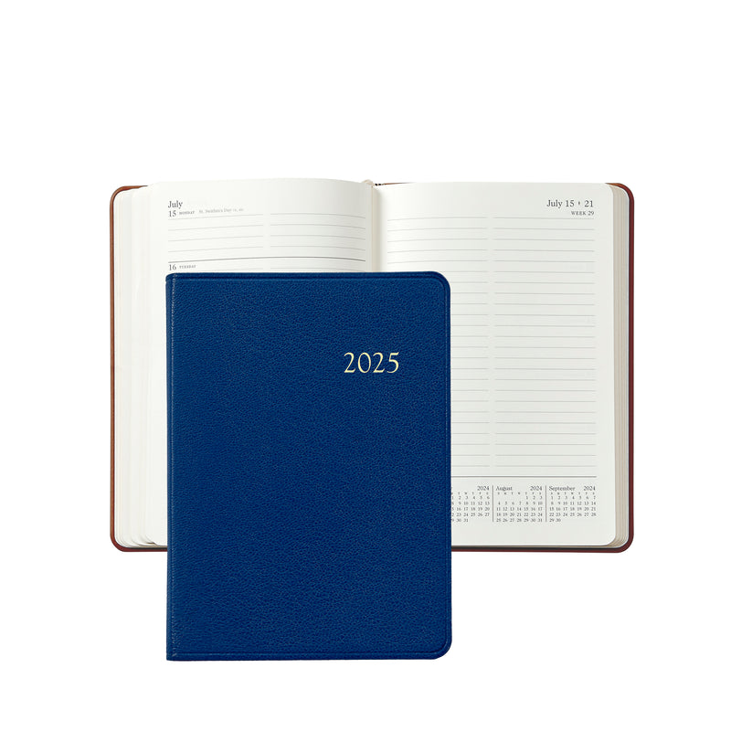 2025 Weekly Diary Royal Blue Goatskin Leather