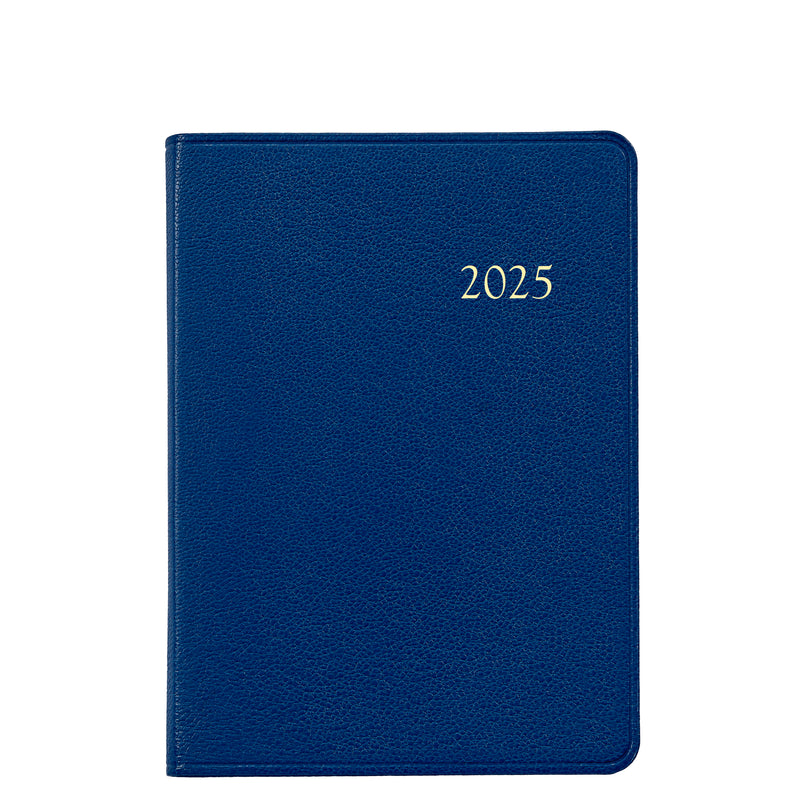 2025 Weekly Diary Royal Blue Goatskin Leather