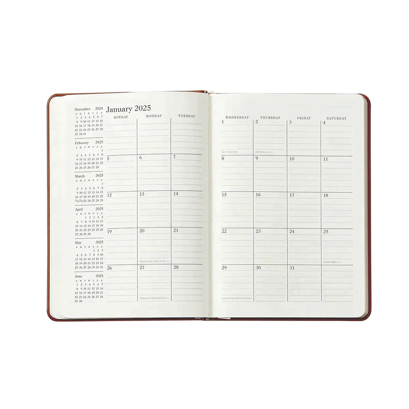 2025 Weekly Diary Royal Blue Goatskin Leather