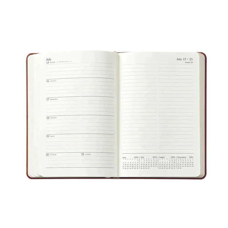 2025 Weekly Diary Azalea Pink Goatskin Leather