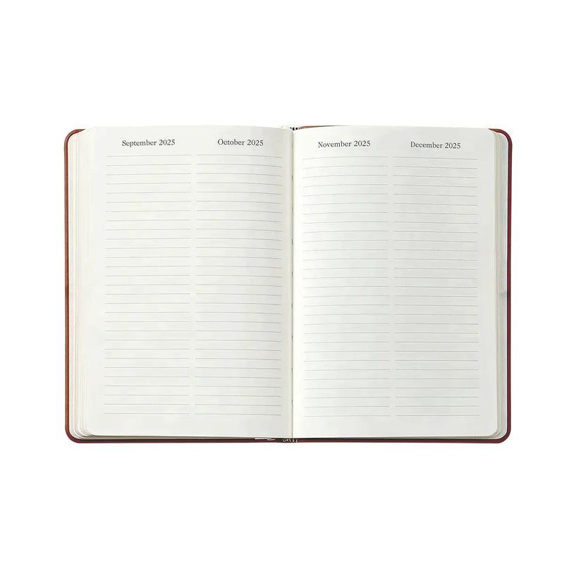 2025 Weekly Diary White Gold Goatskin Leather