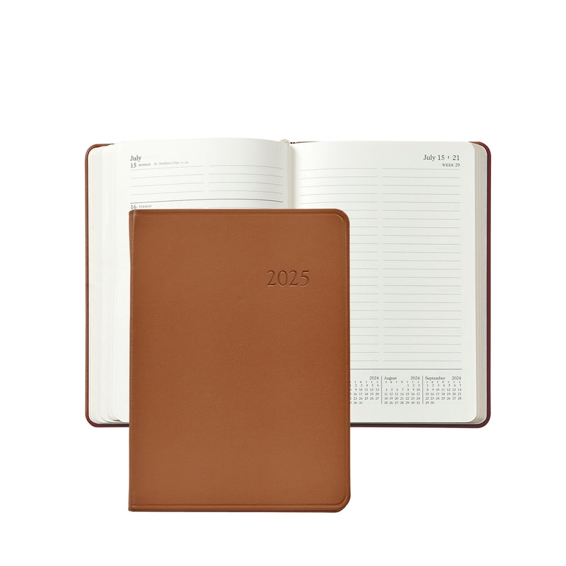 2025 Weekly Diary British Tan Traditional Leather