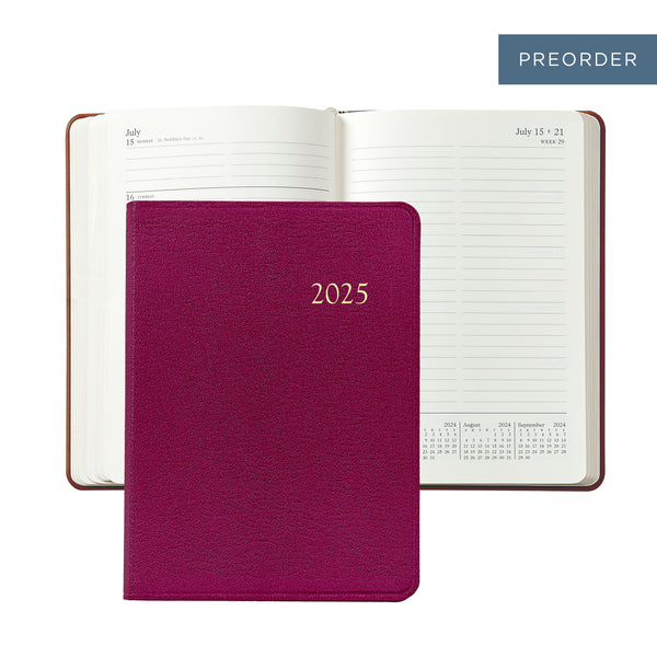 2025 Weekly Diary Azalea Pink Goatskin Leather