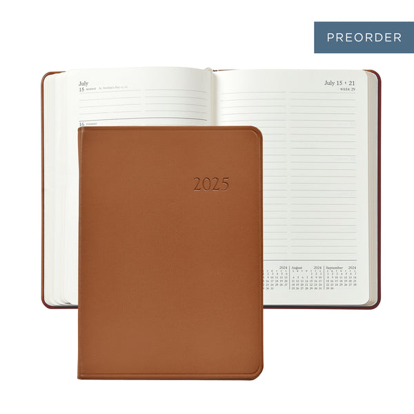 2025 Weekly Diary British Tan Traditional Leather