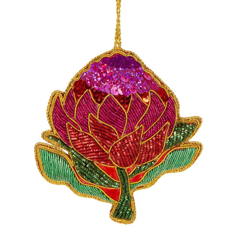 WARATAH SEQUIN CHRISTMAS TREE DECORATION