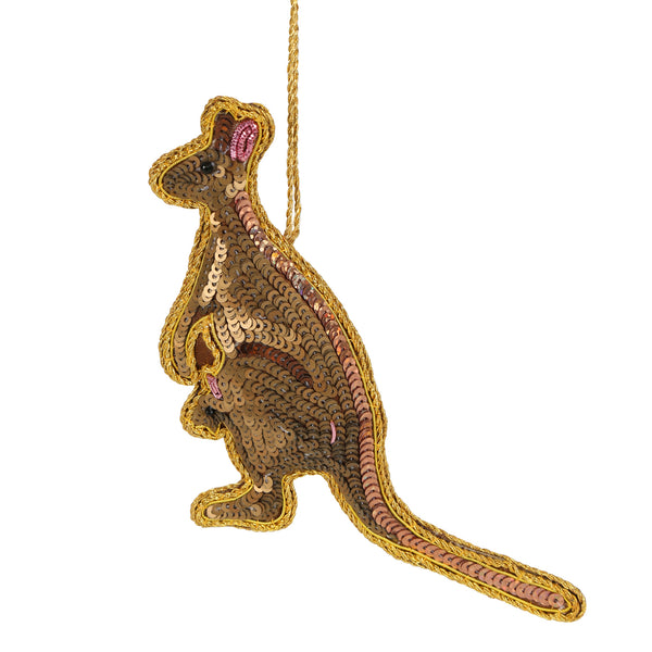 KANGAROO SEQUIN CHRISTMAS TREE DECORATION