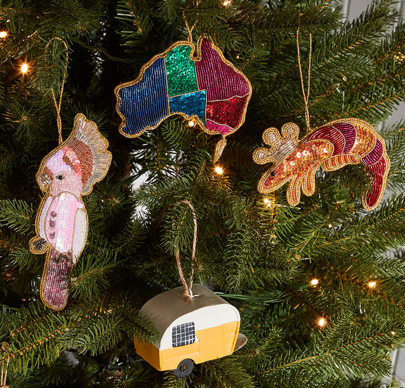 COCKATOO GALAH SEQUIN CHRISTMAS TREE DECORATION