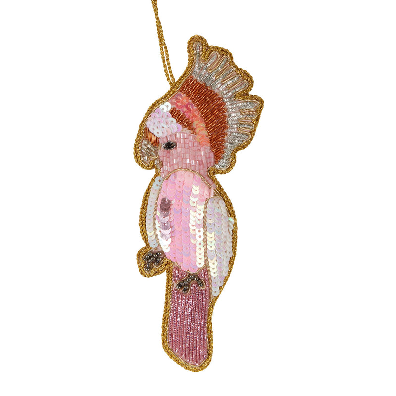 COCKATOO GALAH SEQUIN CHRISTMAS TREE DECORATION