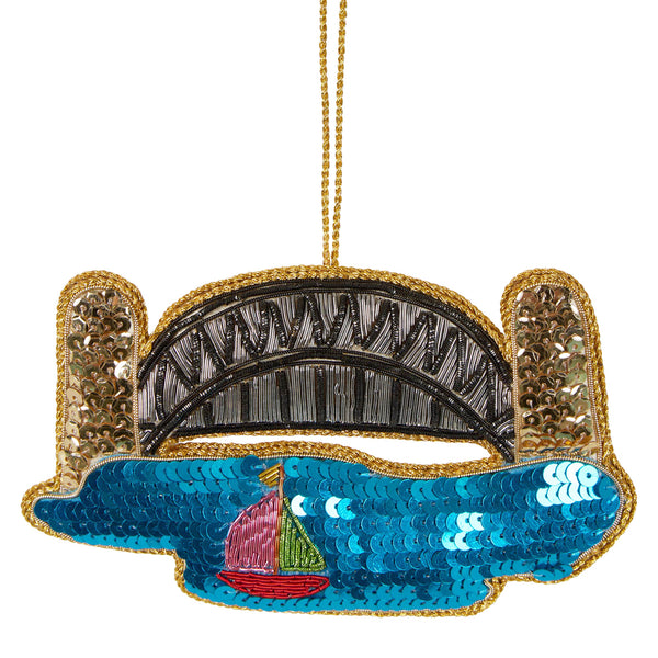 HARBOUR BRIDGE SEQUIN CHRISTMAS TREE DECORATION